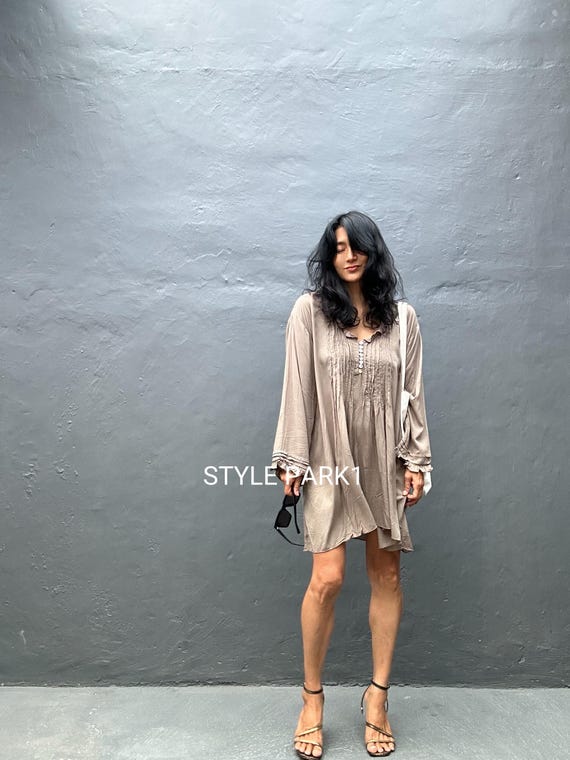 Ra06/loose Fitting ,tunic Dress, Shirring,resort Wear,boho Short Dress/beach  Cover Up/summer ,holiday,vacation,raina - Etsy Israel