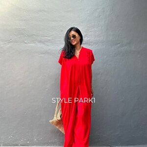 SMP02/Red Jumpsuit, Stylish dress, Summer jumpsuit, Luxury style , Boutique, Elegant, Bali vacation, Summer night dress image 9