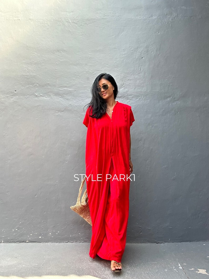 SMP02/Red Jumpsuit, Stylish dress, Summer jumpsuit, Luxury style , Boutique, Elegant, Bali vacation, Summer night dress image 9