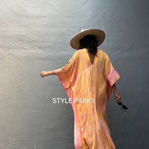 KTM141/Midi Kaftan Robe simple, élégant, Élégant, Miami, Ibiza, Robe de vacances, Robe de soirée, Coupe ample image 7