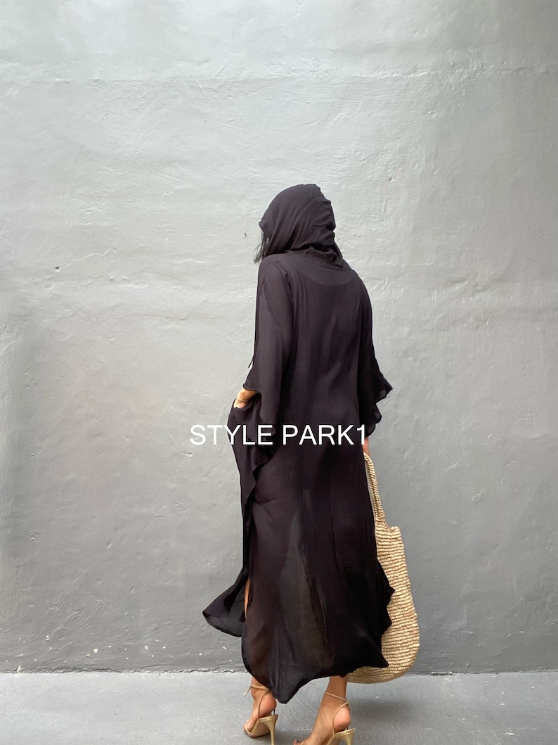 HD09/Swim cover up Black Stylish Hooded poncho, poncho,beach cover up, for Arab womens ,Resort wear zdjęcie 5