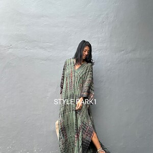 KT70/ Tie dyed ,Long Kaftan simple Dress, stylish, Elegant, Miami,lbiza,Holiday Dress,Evening dress,loose fit image 3