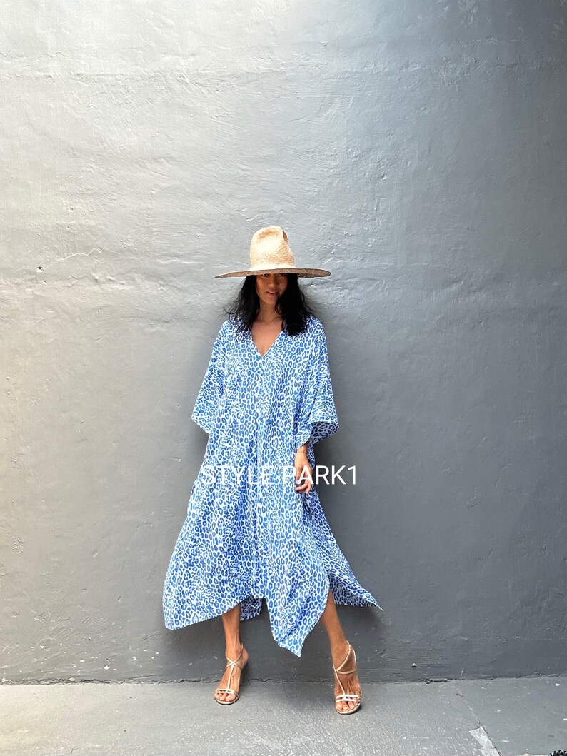 KTM80/Leopard Midi Kaftan vestido simple, elegante, Miami, lbiza, vestido de vacaciones, vestido de noche, ajuste suelto imagen 6