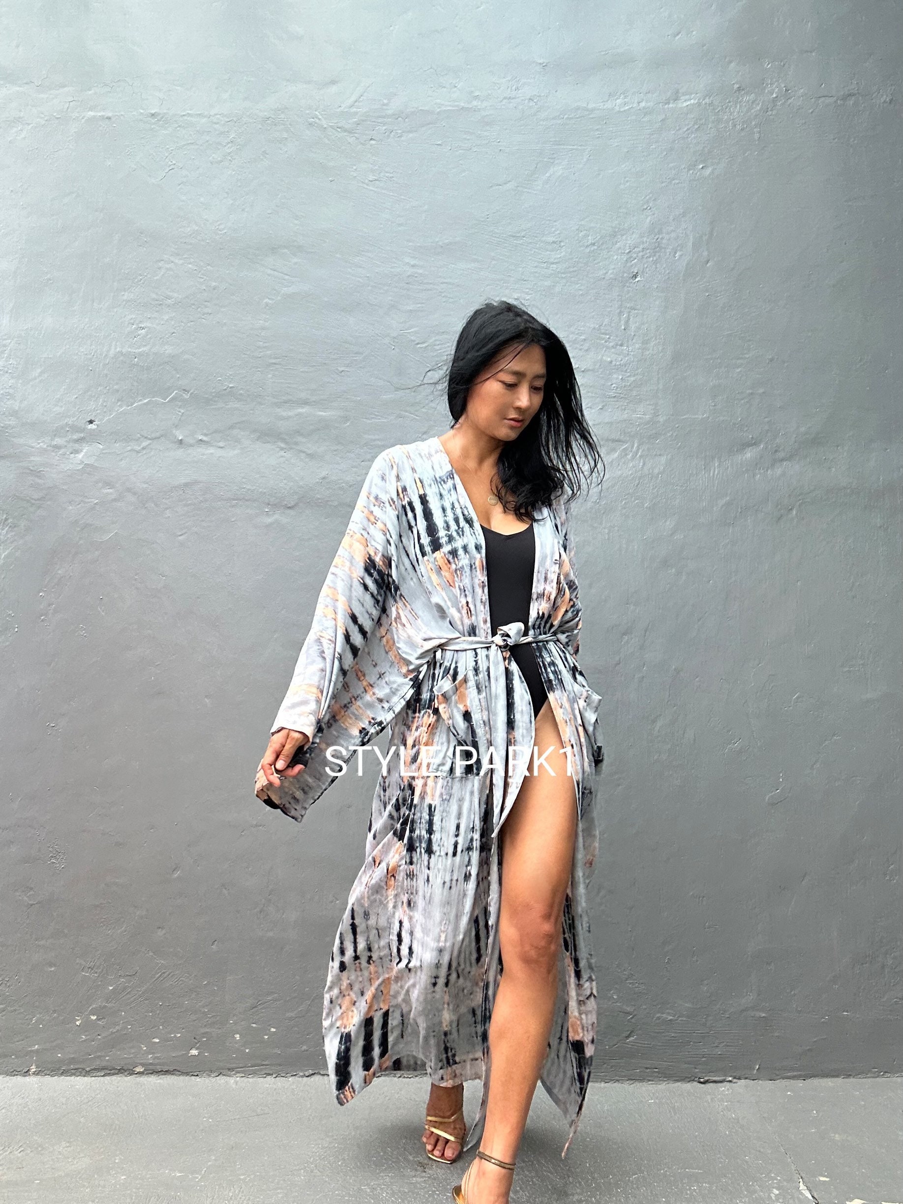 Lkb137/oversized Length Long Kimono, Robe, Summer,unisex