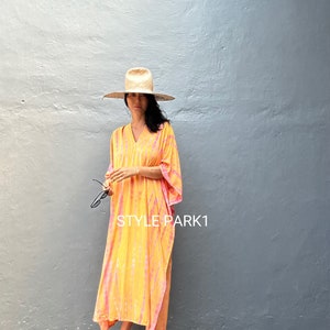 KTM141/Midi Kaftan Robe simple, élégant, Élégant, Miami, Ibiza, Robe de vacances, Robe de soirée, Coupe ample image 9