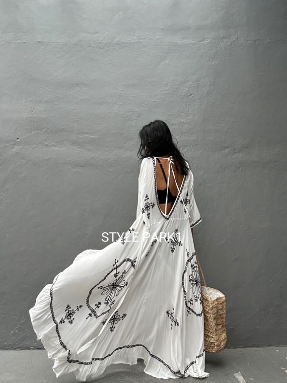 Wqv16/offwhite ,wrap Long Summer Dress, Beach Kimono ,sexy Dress 