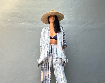 UMK137/Aladdin pants  Two piece kimono set,Resort wear,Loose Fitting,Summer Outfits ,Unisex,Loungewear sets