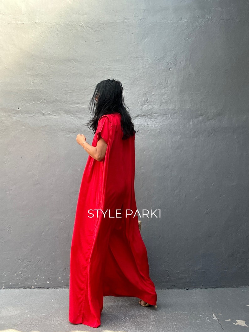 SMP02/Red Jumpsuit, Stylish dress, Summer jumpsuit, Luxury style , Boutique, Elegant, Bali vacation, Summer night dress image 10