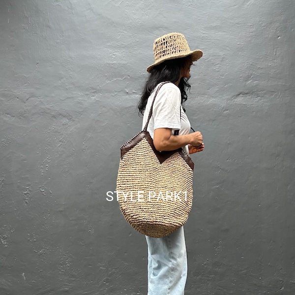 BA24/geweven tas, strandtas, oversized tas, raffiatas, natuurlijke tas, Bali-tas, boho chic