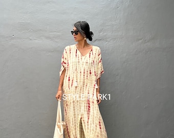 LN19/Vestido caftán, ropa de resort, pareo de bikini, vestido de playa, estilo boho chic, vestido de verano