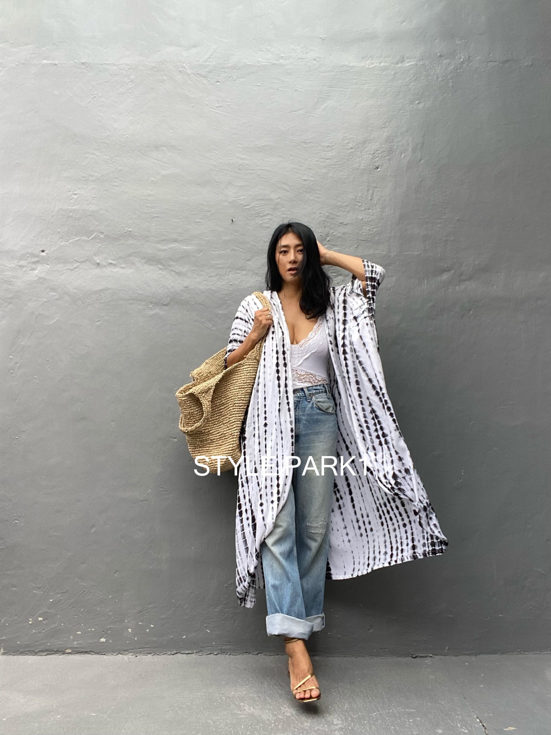 OKN34/ Tie Dyed Kimono Jacket ,holiday,boho,loose Fit,jacket