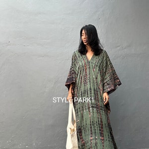 KT70/ Tie dyed ,Long Kaftan simple Dress, stylish, Elegant, Miami,lbiza,Holiday Dress,Evening dress,loose fit image 10