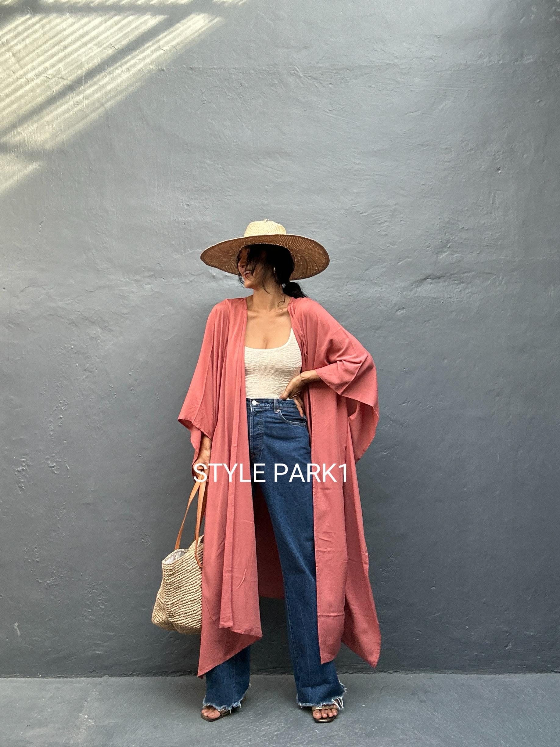 Ks190/kimono,vacation Look, Loose Fit Robe,beach Cover Up,swim