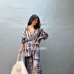 BSK130/Aladdin pants Two piece pajama set,Resort wear,Loose Fitting,Summer Outfits ,Unisex,Loungewear sets image 1