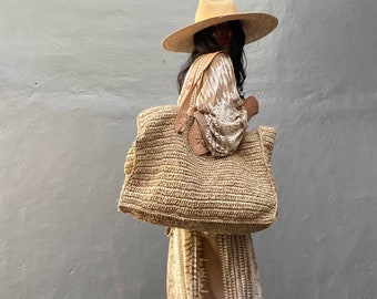 BA01 / Gewebte Tasche, Strandtasche, Übergroße Tasche, Strohtasche, Naturtasche, Bali, Raffia