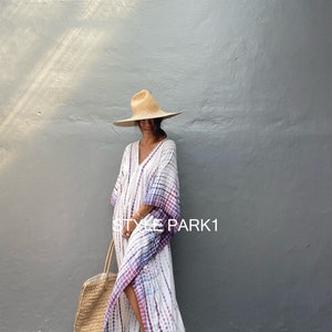 KT119/ Tie dyed ,Long Kaftan simple Dress, stylish, Elegant, Miami,lbiza,Holiday Dress,Evening dress,loose fit