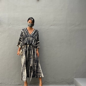 KT18/ Tie dyed ,Long Kaftan simple Dress, stylish, Elegant, Miami,lbiza,Holiday Dress,Evening dress,loose fit image 9