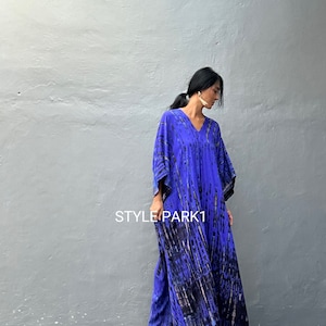 KT154/ Tie dyed ,Long Kaftan simple Dress, stylish, Elegant, Miami,lbiza,Holiday Dress,Evening dress,loose fit,Sharon