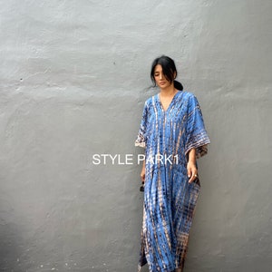 KT113/handgeknoopt, lange eenvoudige jurk met kaftan, stijlvol, elegant, Miami, lbiza, vakantiejurk, avondjurk, losse pasvorm