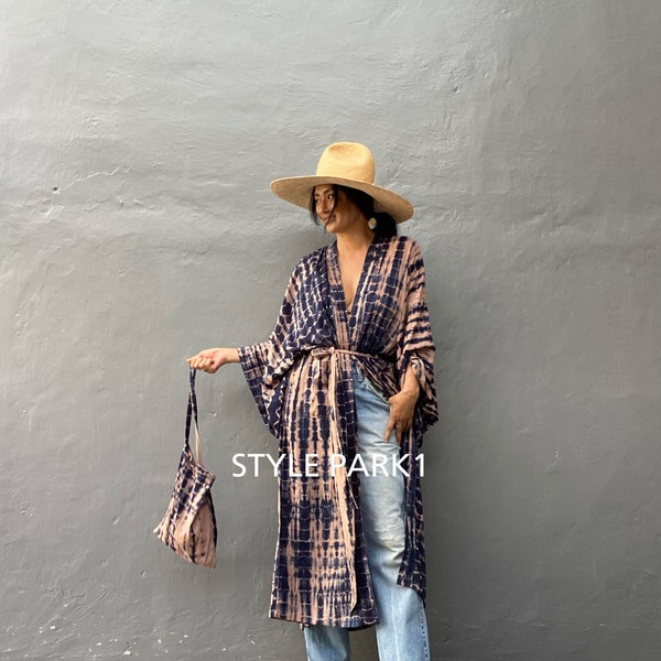 LK130/Long Kimono, Robe, Summer,Unisex Kimono,Tall Women’s,Vacations, Holiday Look,life style