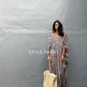 KTL92/For tall women,SexyLeopard print Long Length  Kaftan,simple Dress, Elegant, Miami,lbiza,Holiday Dress,Evening dress,loose fit,