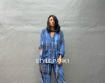 BSK04/Aladdin pants Two piece pajama set,Resort wear,Loose Fitting,Summer Outfits ,Unisex,Loungewear sets