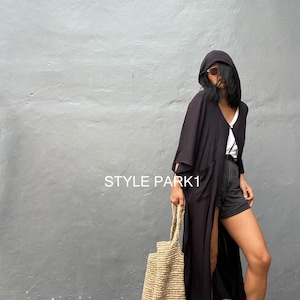 HD09/Swim cover up Black Stylish Hooded poncho, poncho,beach cover up, for Arab womens ,Resort wear image 6