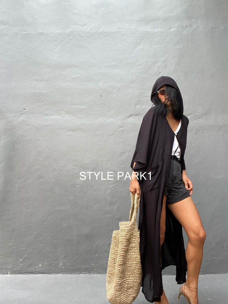 HD09/Swim cover up Black Stylish Hooded poncho, poncho,beach cover up, for Arab womens ,Resort wear zdjęcie 6