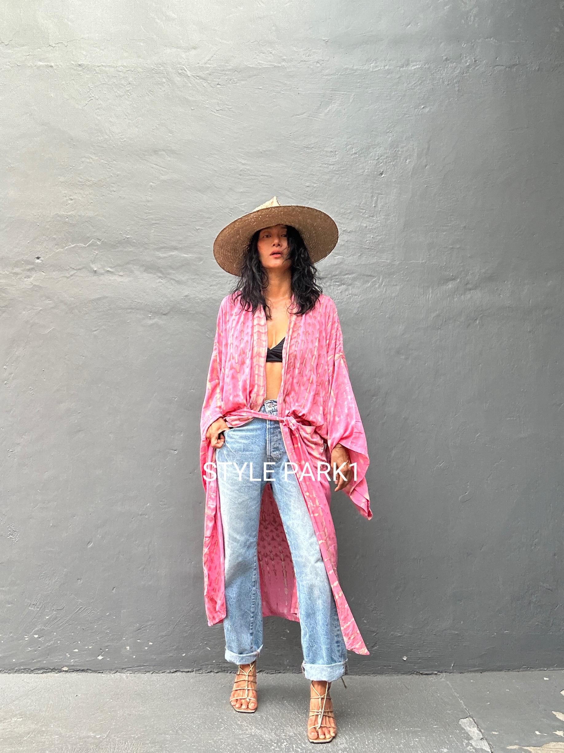 LKS35/Kimono grande, Robe, Verão, Kimono unissex, Mulheres altas, Férias, Look de férias