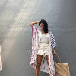 OKN119/Kimono Jacket ,Holiday,Boho,Loose Fit,jacket, beach cover up, Summer Cardigan image 2