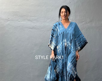 KT160/  Tie dyed ,Long Kaftan simple Dress, stylish, Elegant, Miami,lbiza,Holiday Dress,Evening dress,loose fit,Sharon