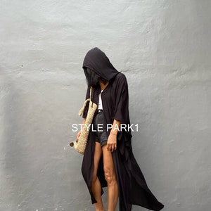 HD09/Swim cover up Black Stylish Hooded poncho, poncho,beach cover up, for Arab womens ,Resort wear zdjęcie 4