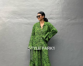 BS24/Two piece pajama set,Resort wear,Loose Fitting,Summer Outfits ,Unisex,Loungewear sets