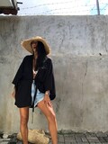 LKP15/Black Short Kimono, Robe,Summer,Unisex Kimono,Beach cover up product logo