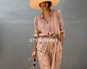 BS13/Two piece pajama set,Resort wear,Loose Fitting,Summer Outfits ,Unisex,Loungewear sets
