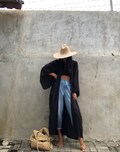 LK15/Black Long Kimono, Robe, Summer,Unisex Kimono,Tall Women’s,Vacations, Holiday Look product logo