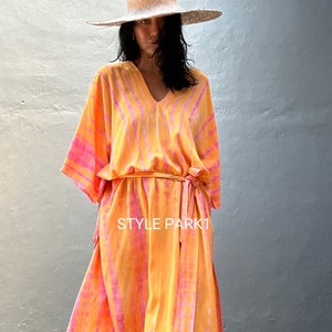 KTM141/Midi Kaftan Robe simple, élégant, Élégant, Miami, Ibiza, Robe de vacances, Robe de soirée, Coupe ample image 3