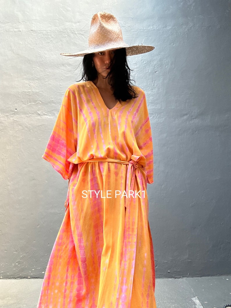 KTM141/Midi Kaftan Robe simple, élégant, Élégant, Miami, Ibiza, Robe de vacances, Robe de soirée, Coupe ample image 3