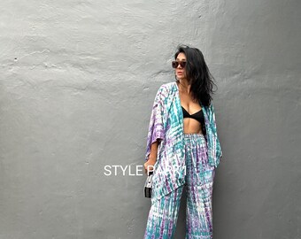 UM15/Two piece kimono set,Resort wear,Loose Fitting,Summer Outfits ,Unisex,Loungewear sets,Umalas