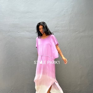 UB14/Robe longue, tenues de villégiature, look quotidien d'été, robe bohème, simple, robe d'intérieur image 3