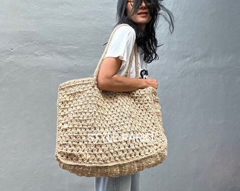 BA18/geweven tas, strandtas, oversized tas, strozak, natuurlijke tas, bali tas, raffia