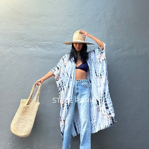 OKN137/Kimono Jacket ,Holiday,Boho,Loose Fit,jacket, beach cover up, Summer Cardigan image 5