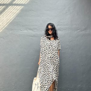 chinese dress ladies Flying Tomato Beige Leopard Print Tiered Maxi Dress