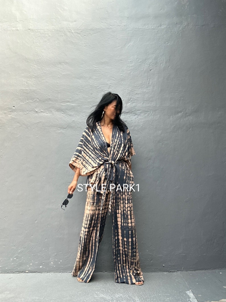 UM40/Two piece kimono set,Resort wear,Loose Fitting,Summer Outfits ,Unisex,Loungewear sets zdjęcie 8