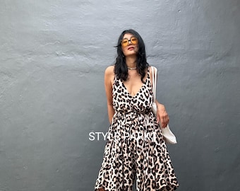 JP168/Leopard print ,Jumpsuit,Maxi Jumpsuit,Bohemian Jumpsuit,Summer Jumpsuit,Plus size Jumpsuit,yoga