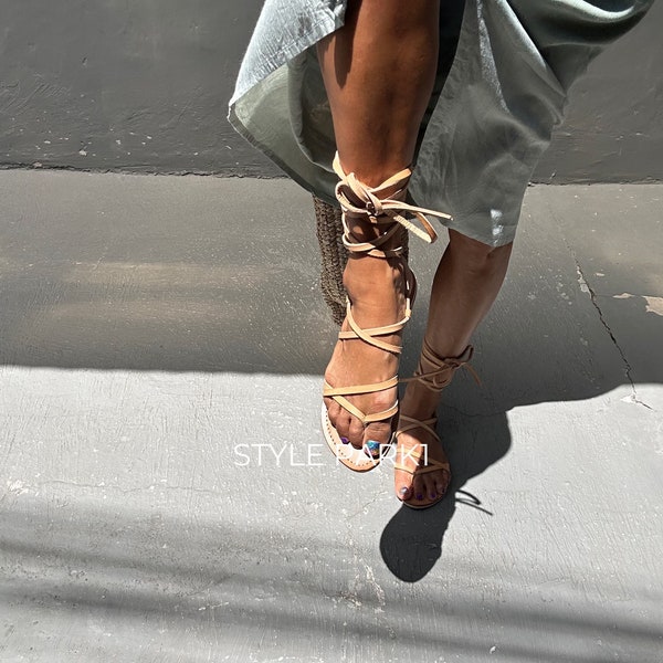 SD23/Leather sandals, Natural color,Greek gladiator sandals,women sandals, women shoes