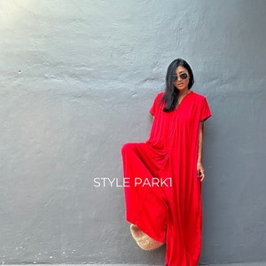 SMP02/Red Jumpsuit, Stylish dress, Summer jumpsuit, Luxury style , Boutique, Elegant, Bali vacation, Summer night dress image 5