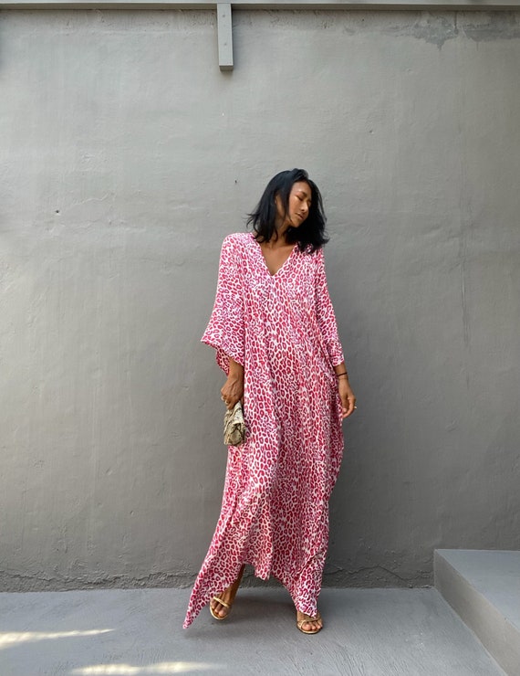 KT81/135cmLeopard print Long Kaftan simple Dress stylish | Etsy