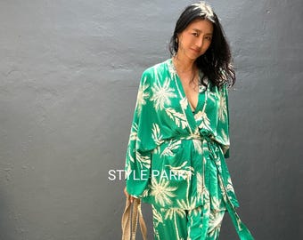 LKY01/Kimono  pants Two piece set,Resort wear,Loose Fitting,Summer Outfits ,Unisex,Loungewear sets