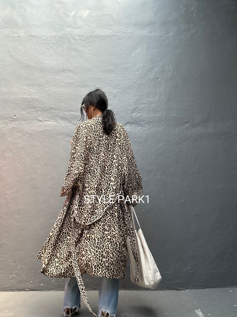 LKM13/Leopard Kimono, Robe, Summer,Unisex Kimono,Lounge wear,Tropical holiday image 8